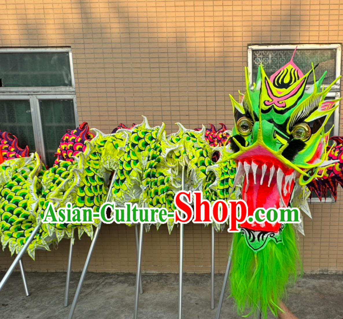 Chinese Dragon Dance Green Fluorescent Costume Celebration Parade Dragon Costume Professional Competition Dragon Dancing Prop