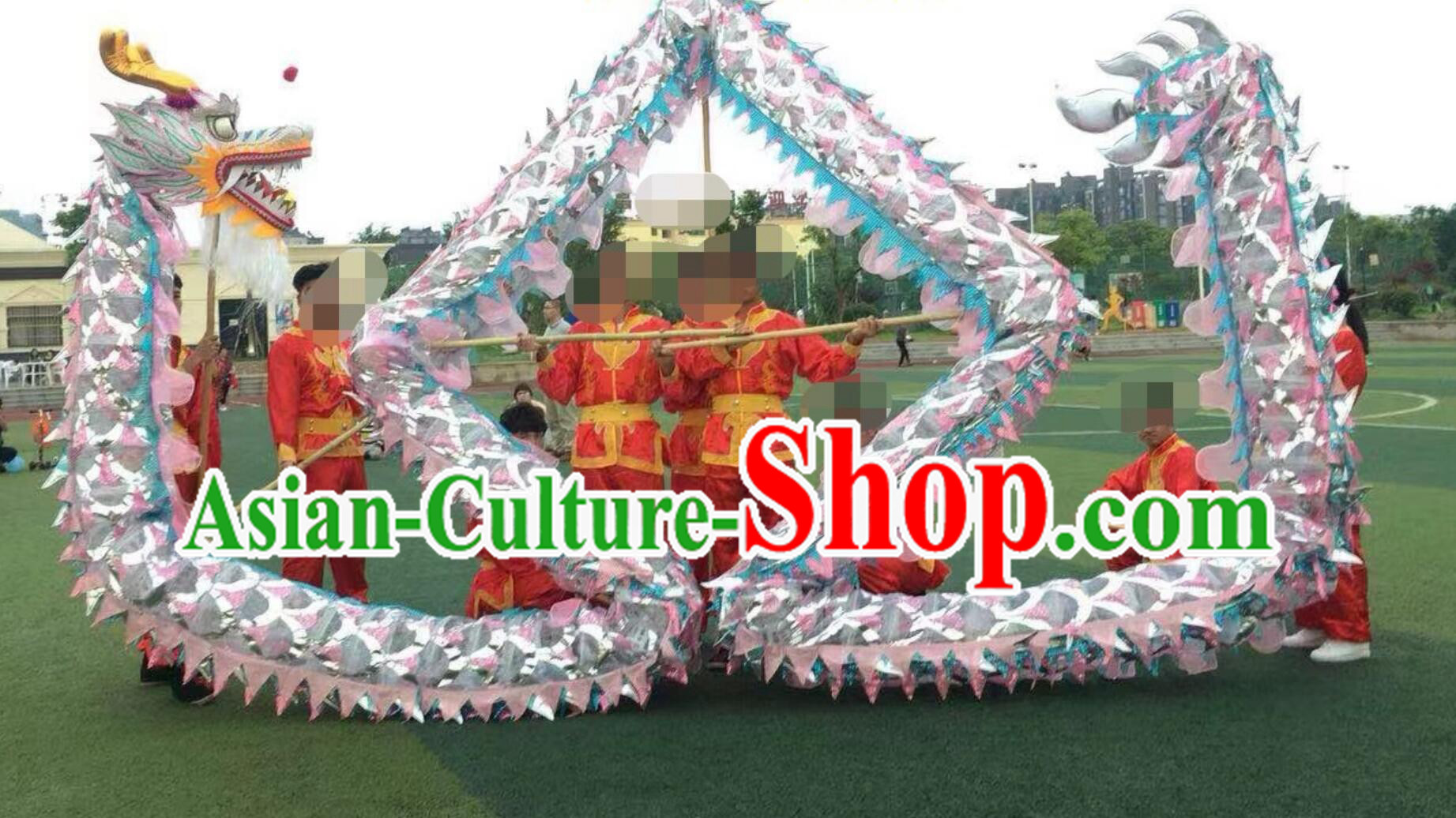 Chinese Dragon Dance Argent Net Costume Celebration Parade Dragon Costume Professional Competition Dragon Dancing Prop