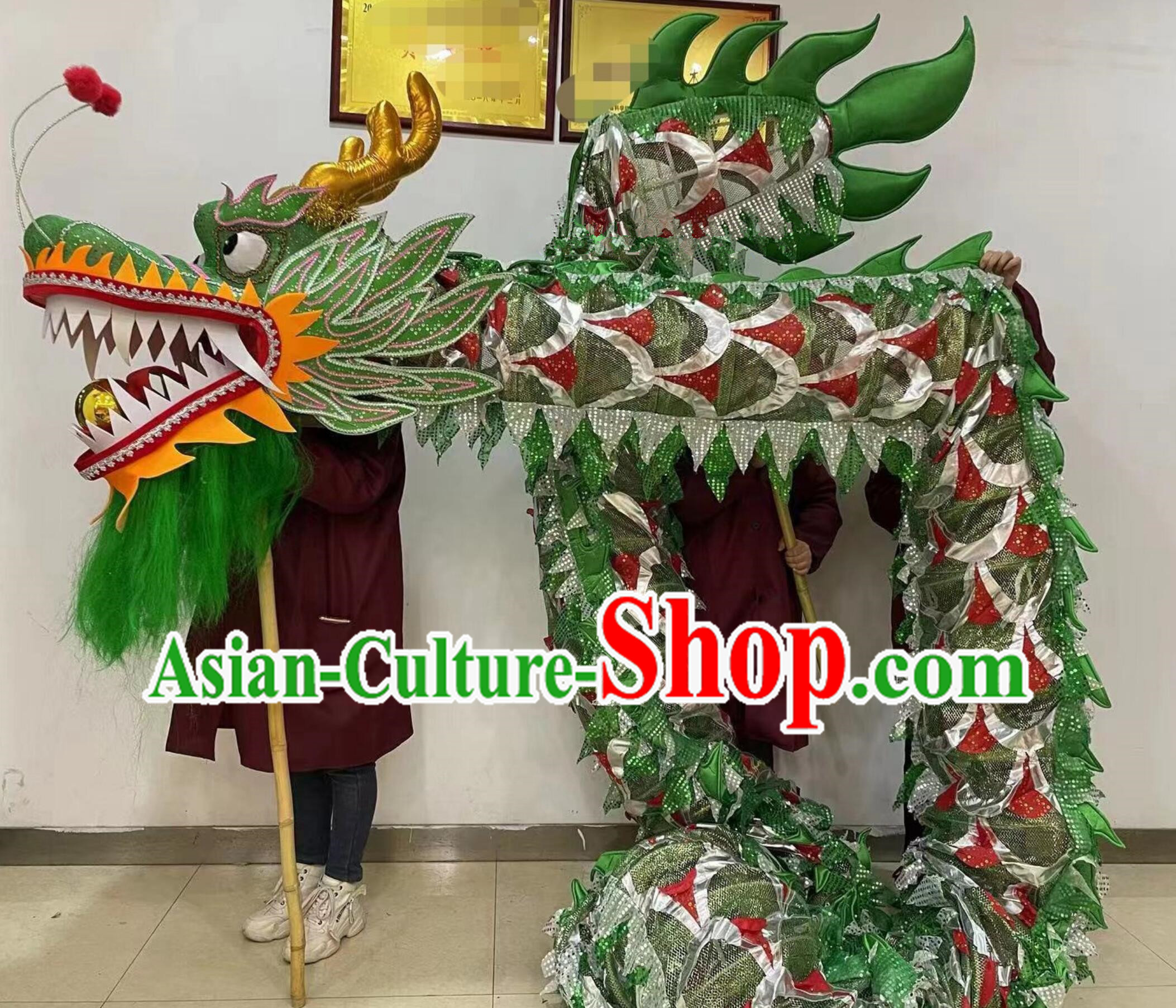 Green Professional Competition Dragon Dancing Prop Chinese Dragon Dance Net Costume Celebration Parade Dragon Costume