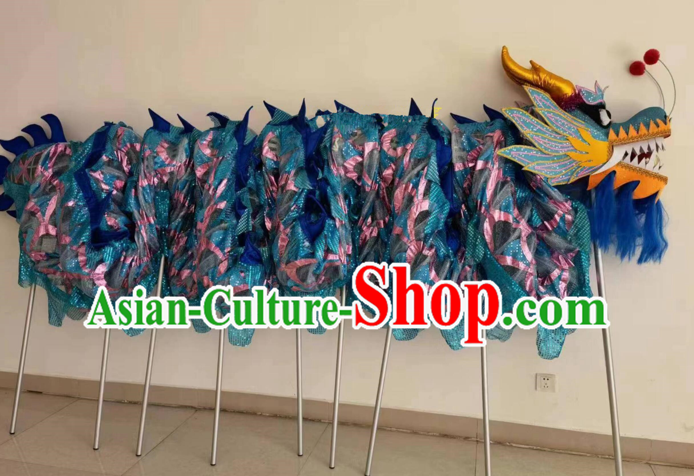 Royal Blue Professional Competition Dragon Dancing Prop Chinese Dragon Dance Net Costume Celebration Parade Dragon Costume