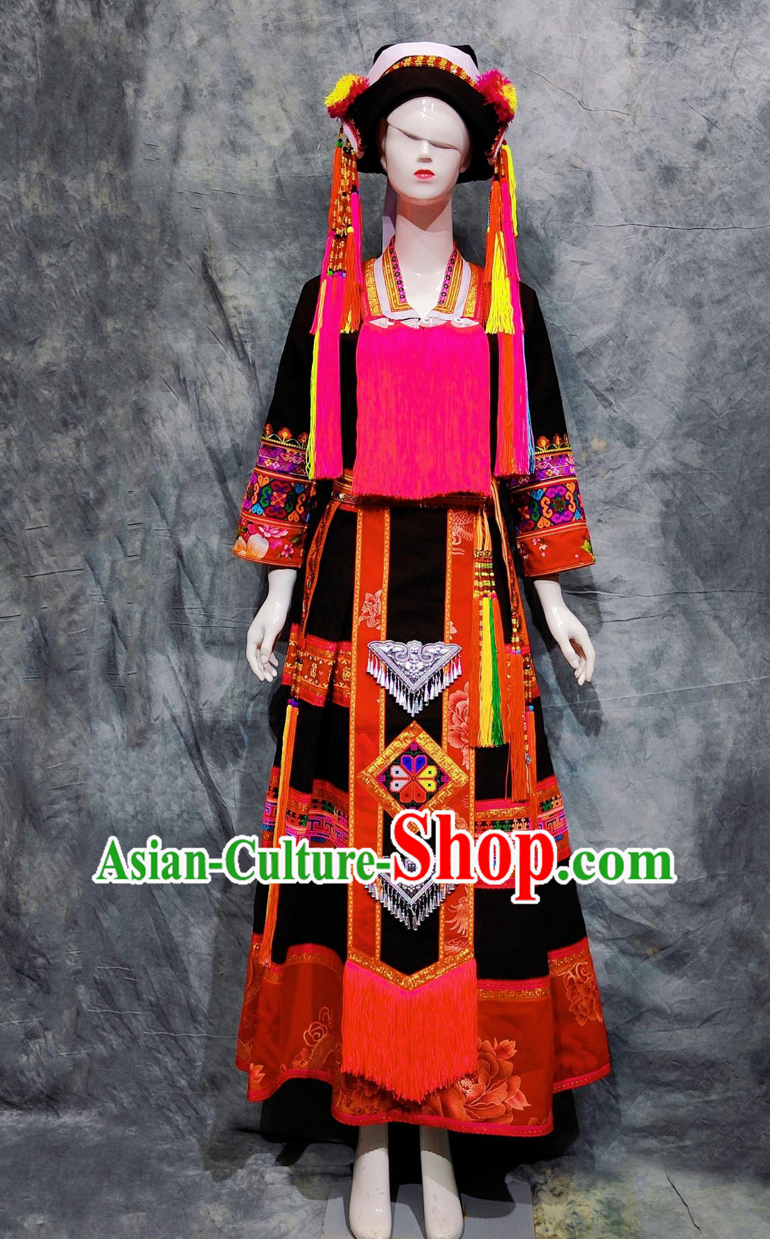 Chinese Ethnic Dance Costume China Yao National Minority Woman Clothing Traditional Guangxi March 3rd Festival Dress