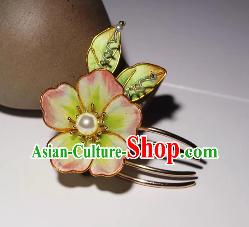 Chinese Cheongsam Silk Peach Blossom Hair Comb China Hanfu Hairpin Traditional Intangible Heritage Artwork Handmade Hair Jewelry