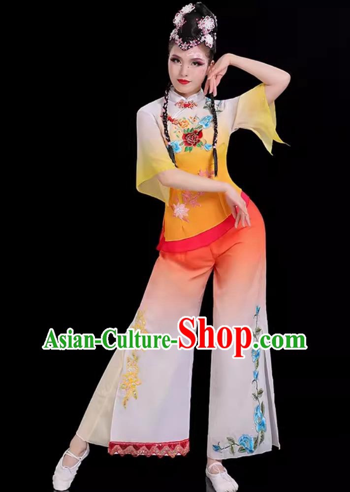 Traditional Fan Dance Outfit Boudoir Dream Women Group Performance Clothing Chinese Classical Dance Costume