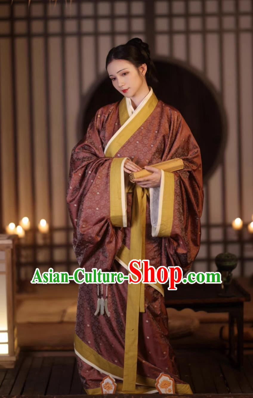 Ancient China Court Woman Clothing Traditional Hanfu Curving Front Robe Chinese Qin Dynasty Empress Costume