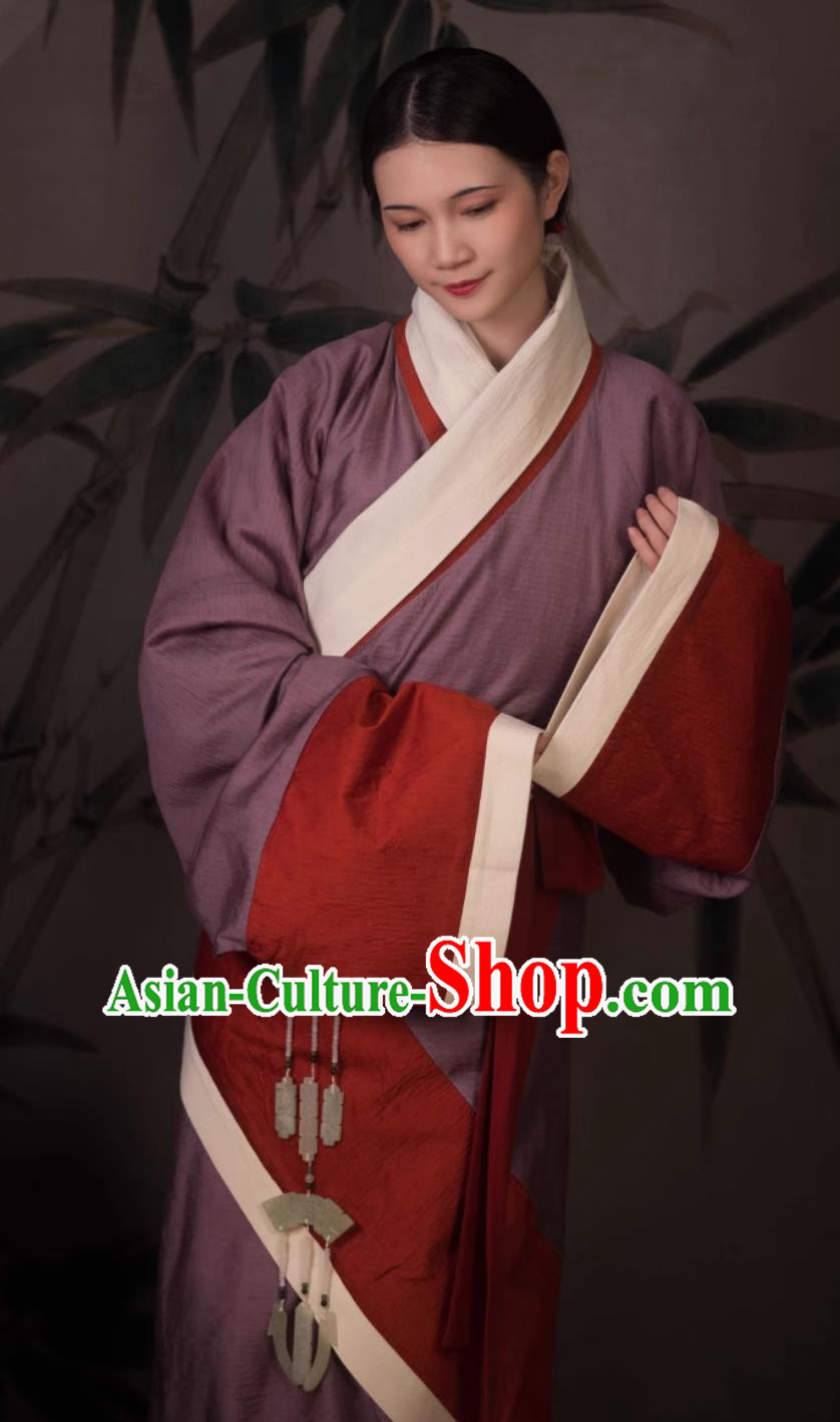 Traditional Hanfu Curving Front Robe Ancient China Court Woman Clothing Chinese Travel Photography Costume