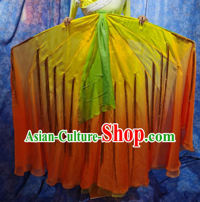Handmade Classical Dance Giant Fan Chinese Opening Dance Ribbon Prop Stage Performance Whippy Fan