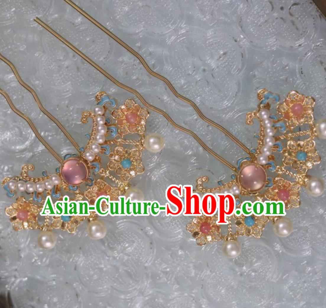 Chinese Hanfu Hair Jewelries Ancient China Princess Hairpins Traditional Tang Dynasty Peals Hair Clips