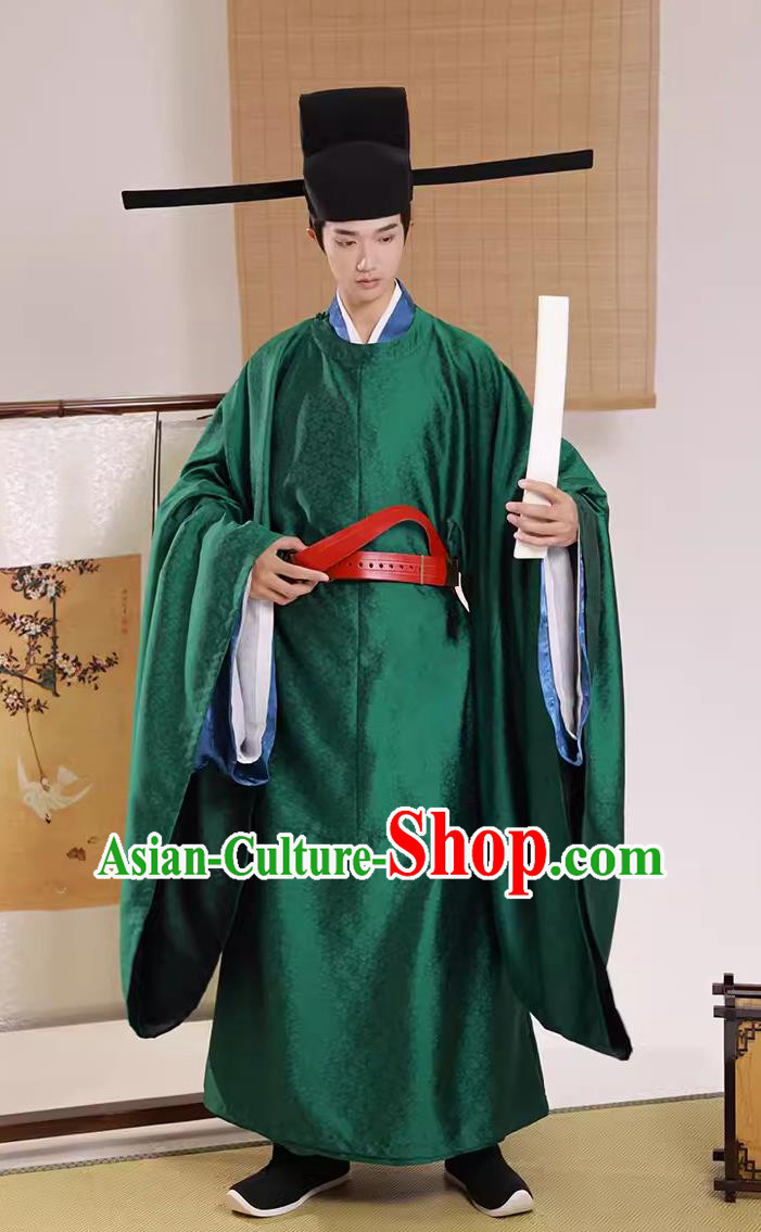 China Traditional Hanfu Green Official Robe Chinese Song Dynasty Minister Attire Ancient China Clothing