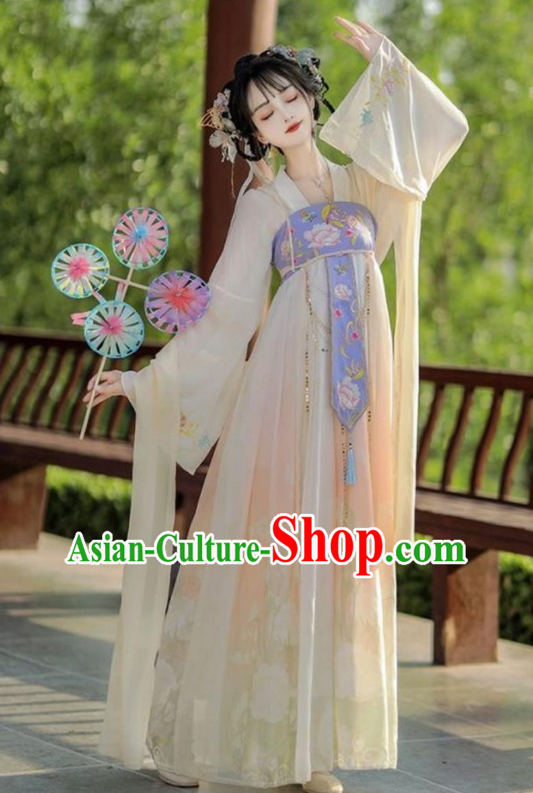 Traditional Hanfu Ruqun Chinese Tang Dynasty Young Lady Costume Ancient China Woman Clothing
