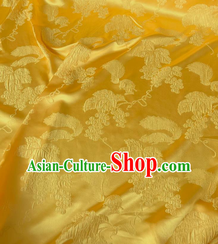 Chinese Qipao Fabric China Classical Squirrel Grape Pattern Jacquard Material Traditional Design Ginger Satin