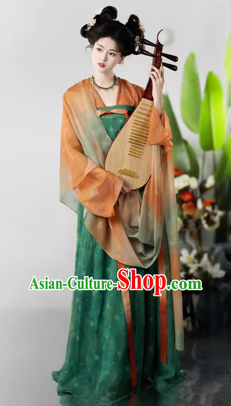 Chinese Tang Dynasty Young Lady Clothing Traditional Hanfu Ruqun Ancient Court Maid Dress China Travel Photography Costume