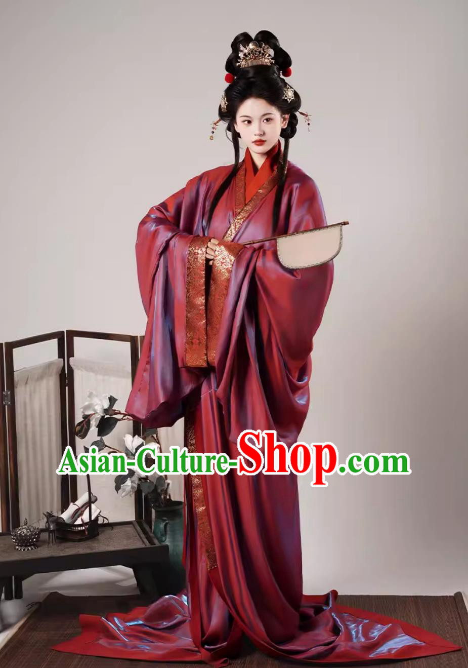 Ancient China Court Lady Wine Red Dress Chinese Travel Photography Costume Princess Clothing Traditional Hanfu Warring States Robe