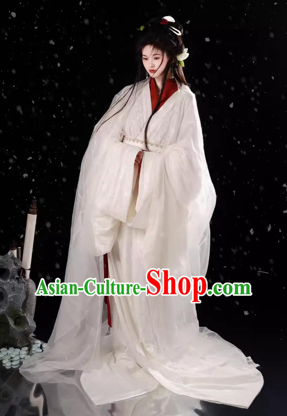 Traditional Hanfu Warring States Robe Ancient China Court Woman White Lace Dress Chinese Travel Photography Princess Clothing