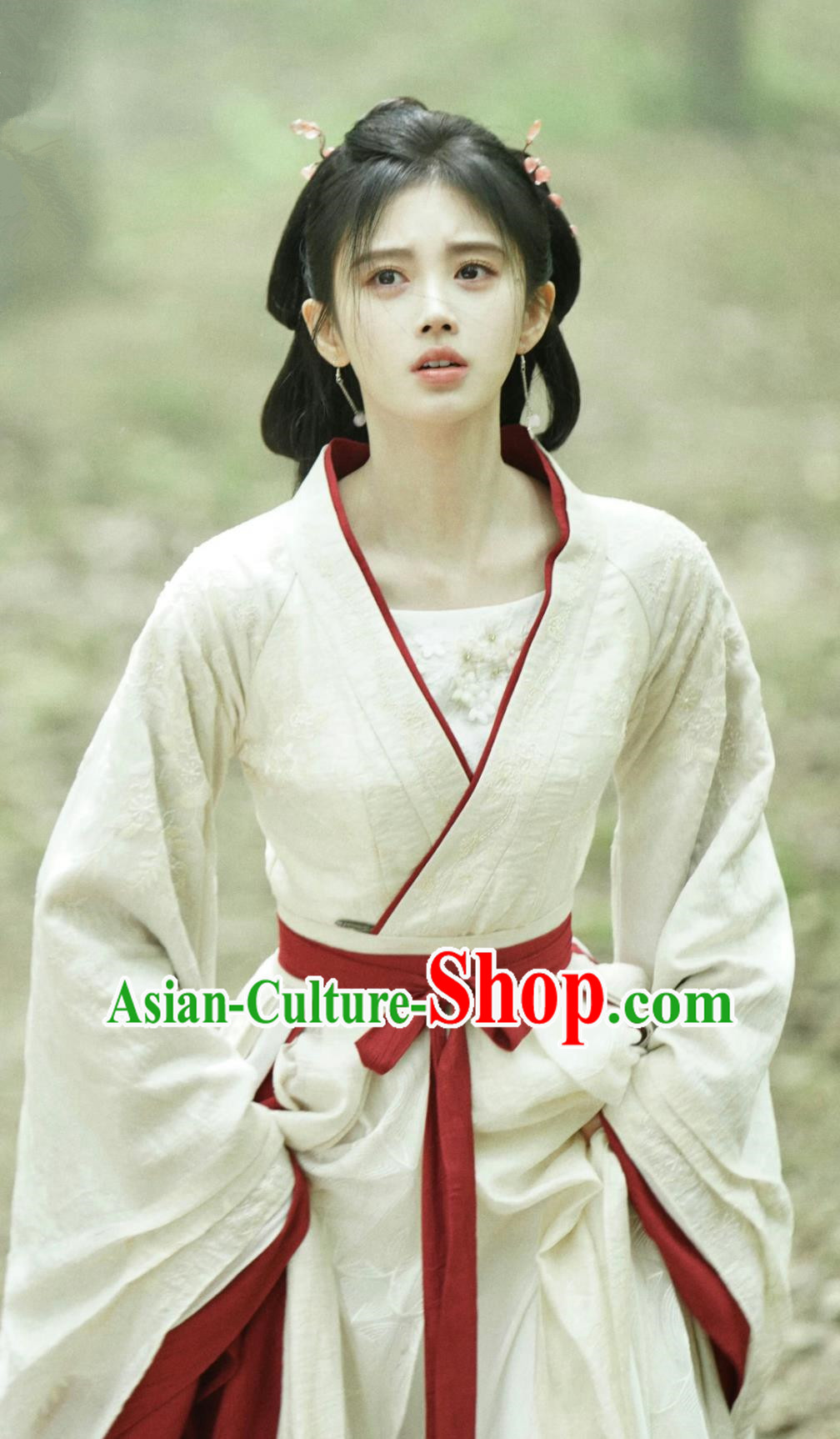 Traditional Hanfu Chinese TV Series In Blossom Yang Cai Wei White Dress Ancient China Princess Clothing