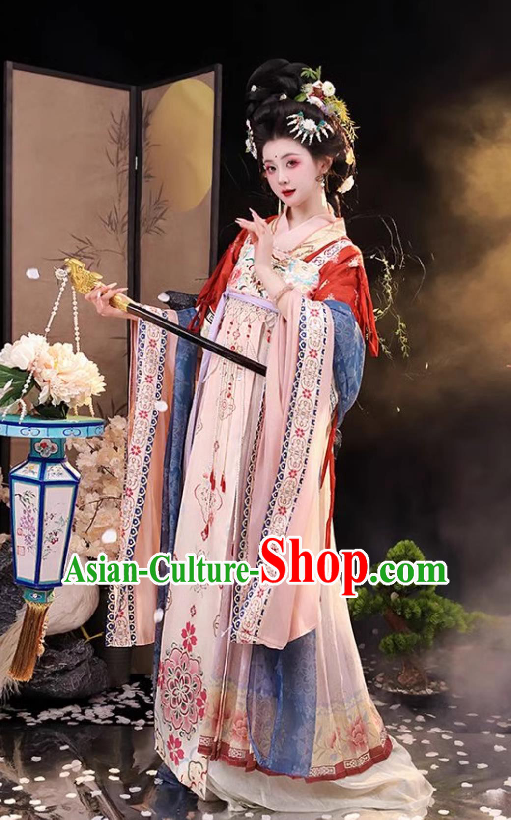 Ancient China Court Woman Costume Traditional Hanfu Clothing Chinese Tang Dynasty Empress Dress Complete Set