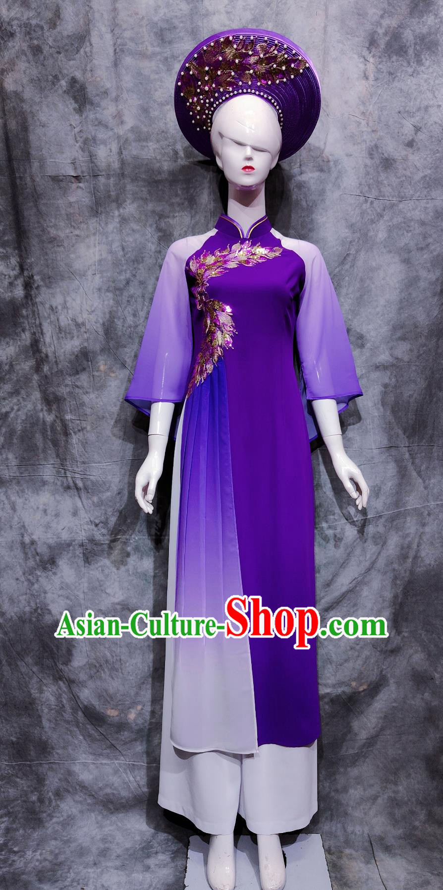 Traditional Guangxi Travel March 3rd Festival Purple Dress Chinese Ethnic Dance Costume China Jing National Minority Woman Clothing