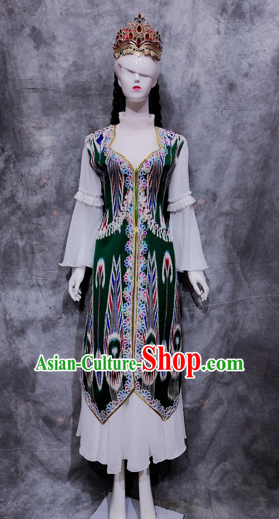 Chinese Uyghur Ethnic Dance Costume China Uighur National Minority Woman Clothing Traditional Xinjiang Travel Dress