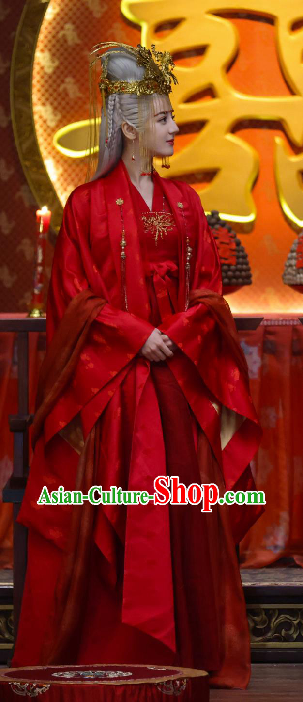 Traditional Wedding Hanfu TV Series The Legend of An Le Crown Princess Ren An Le Costume Ancient China Bride Red Clothing