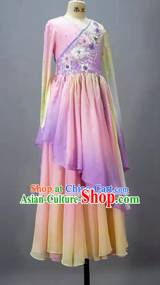 China Classical Dance Children Dress Chinese Dance Contest Program Zan Hua Yin Replica Costume