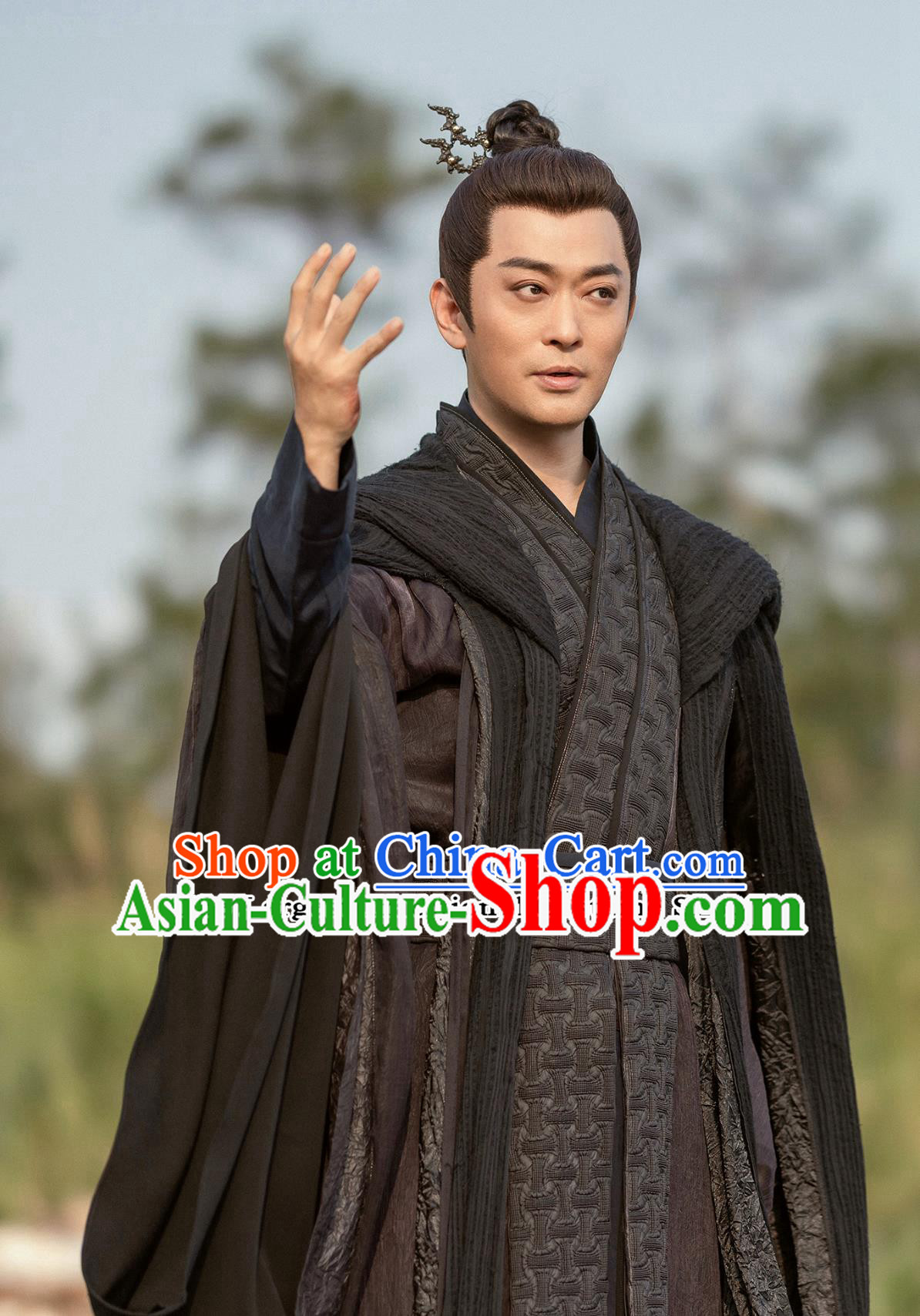 Ancient China Swordsman Garment Costume Chinese TV Series The Legend Of Shen Demon King Fu Sheng Black Clothing
