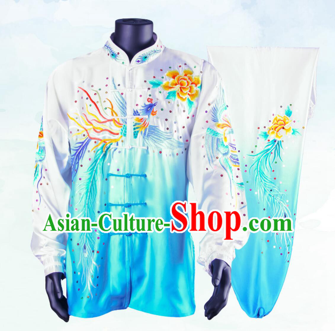 Top Embroidered Tai Chi Suit Chinese Kung Fu Taiji Costume Pure Silk Wushu Uniform