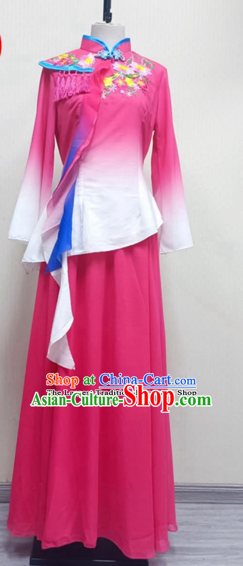 Women Group Performance Pink Outfit China Yangko Dance Clothing Chinese Folk Dance Costume