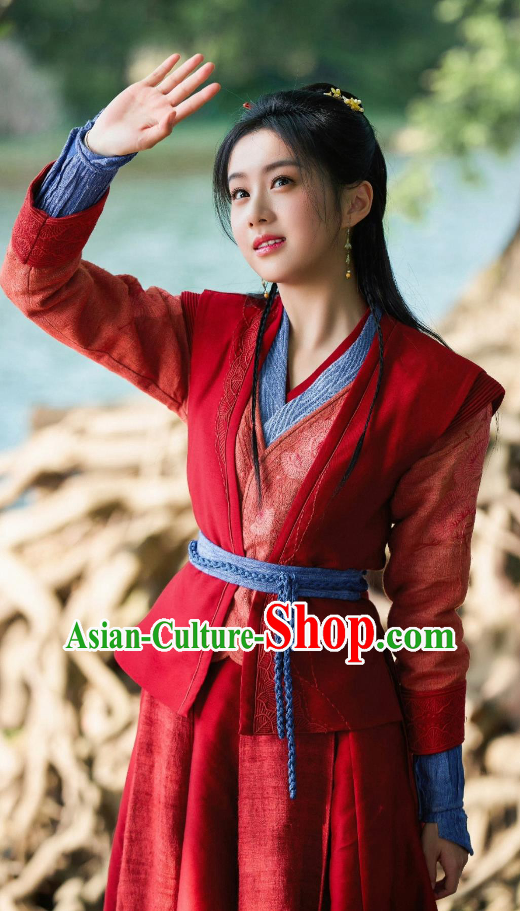 Chinese Wuxia TV Series The Legend of Heroes Heroine Huang Rong Red Dress Clothing Ancient China Chivalrous Women Costume
