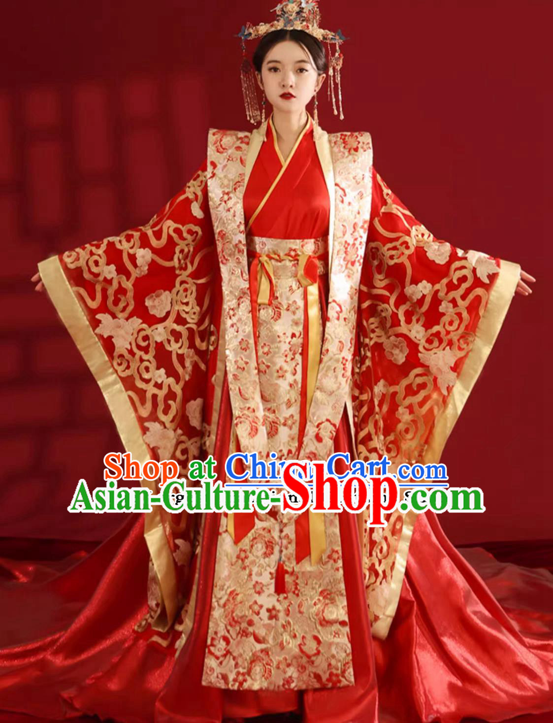 Chinese Traditional Wedding Clothing Ming Dynasty Bride Hanfu Ancient China Empress Costume