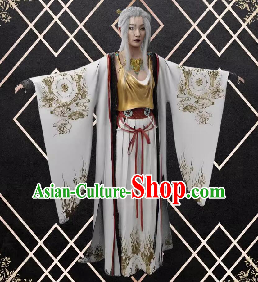 Ancient Chinese Madam Clothing Black Myth Wukong Princess Iron Fan Dress Swordswoman Costume