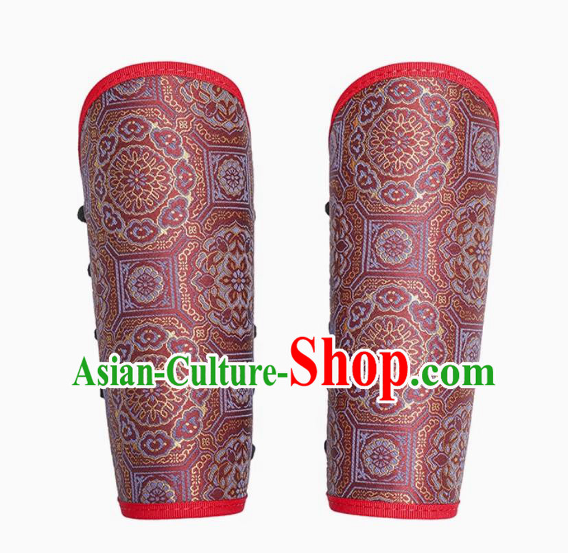 Chinese Ming Dynasty Red Armguard Ancient China Warrior Wrist Bands Traditional Hanfu Accessories
