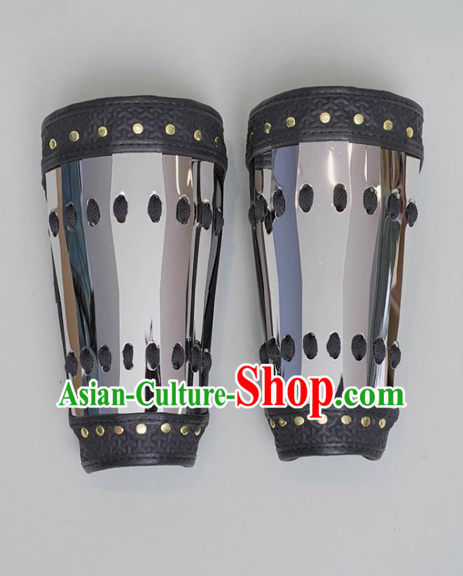 Traditional Hanfu Accessories Chinese Ming Dynasty Stainless Steel Armguard Ancient China Warrior Wrist Bands