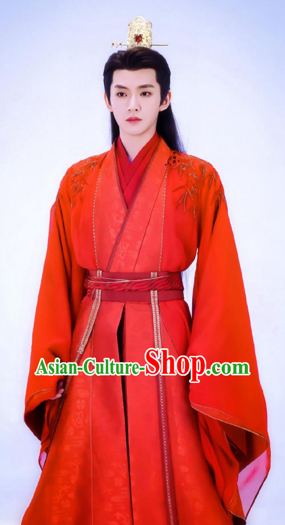 Ancient China Noble Childe Clothing Traditional Chinese Wedding Hanfu TV Drama Lost You Forever Master Tushan Jing Red Costume