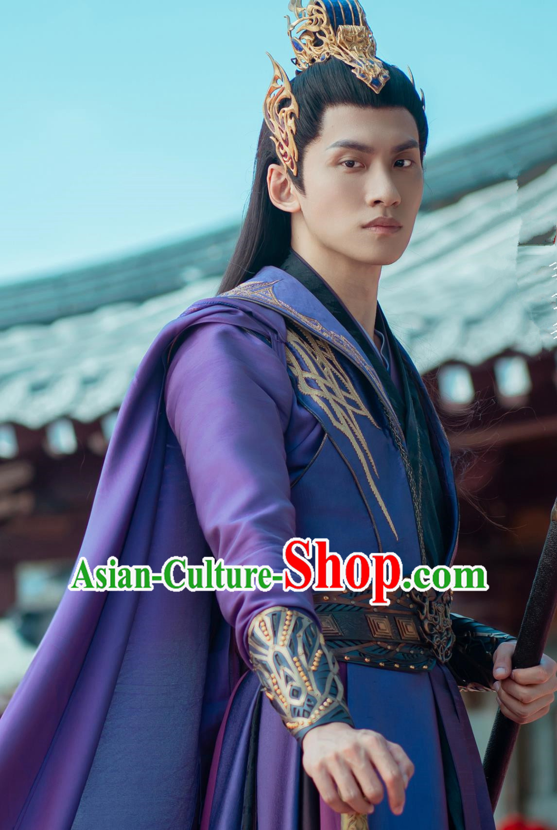 Ancient China Super Hero Clothing Chinese Drama Dashing Youth Purple Robe Marquis Costume
