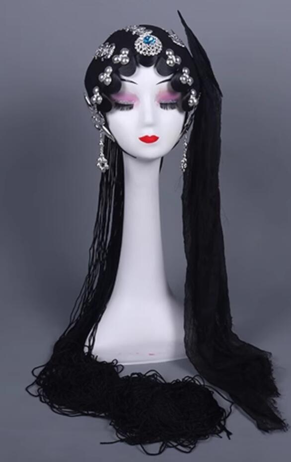 Chinese Opera Headgear Integrated Wig Set Qinqiang Qin Xianglian Hair Accessories Peking Opera Wujiapo Wang Baochuan Qingyi Headpieces Full Set