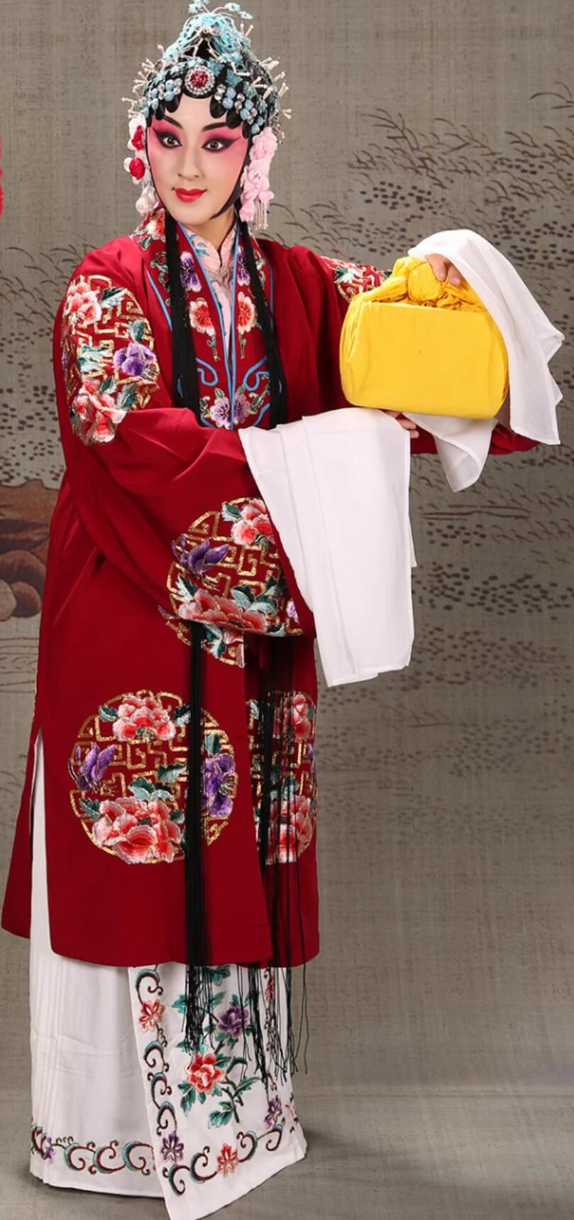 Chinese Peking Opera Hua Dan Costume Traditional Beijing Opera Actress Role Clothing Purplish Red Cape