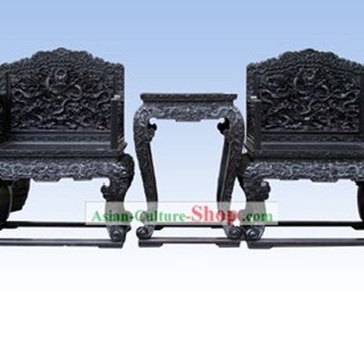 Purple Dragon Tan Wood Chair Set