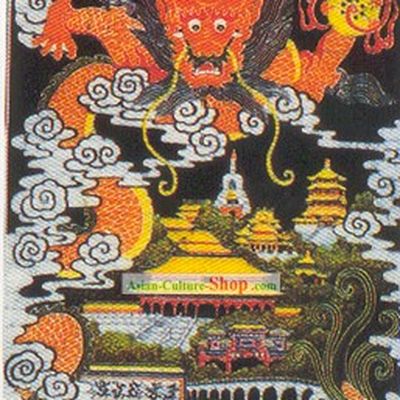 Batik Hanging- Golden Dragon Flying Into the Sky