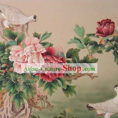 Chinese Classic Hand Carved Wood House Solid Decorative Painting-Pigeon