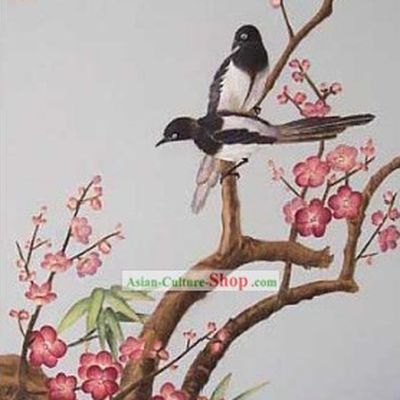 Chinese Classic Large Hand Carved Wood House Solid Decorative Painting-Double Happiness