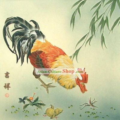 Chinese Classic Hand Carved Wood House Solid Decorative Painting-Lucky