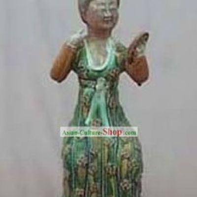 Chinese Classic Archaized Tang San Cai Statue-Making-up Tang Dynasty lady