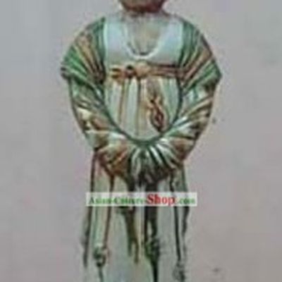 Chinese Classic Archaized Tang San Cai Statue-Tang Dynasty Woman with Her Dog
