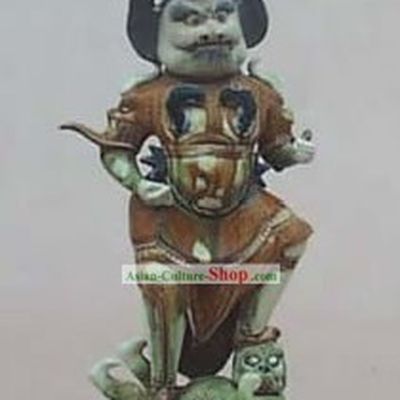 Chinese Classic Archaized Tang San Cai Statue-King Catching Ghost
