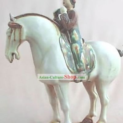 Chinese Classic Archaized Tang San Cai Statue-Tang Dynasty Riding Woman