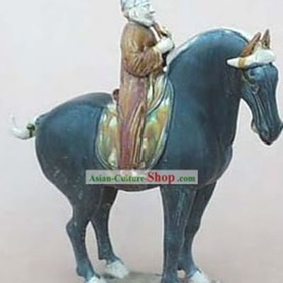 Chinese Classic Archaized Tang San Cai Statue-Tang Dynasty Riding Businessman
