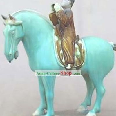 Chinese Classic Archaized Tang San Cai Statue-Tang Dynasty Riding Offical