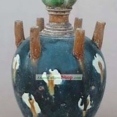 Chinese Classic Archaized Tang San Cai Statue-Six Tubes Jar