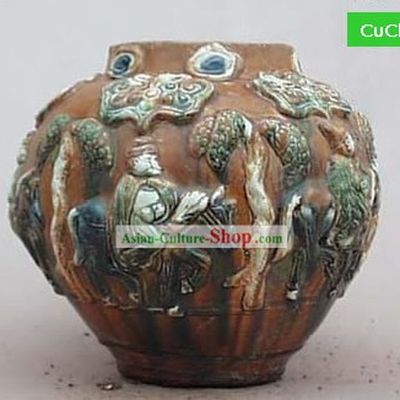 Chinese Classic Archaized Tang San Cai Statue-Spring Travel Pot