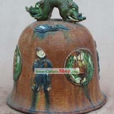 Chinese Classic Archaized Tang San Cai Statue-Dragon Shaped Knob Bell