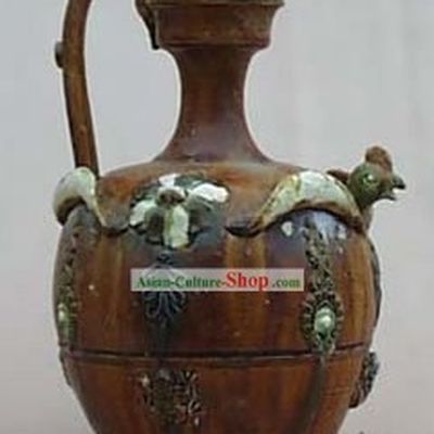 Chinese Classic Archaized Tang San Cai Statue-Phoenix Shaped Handle Kettle